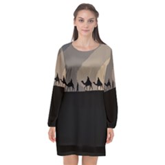 Caravan  Long Sleeve Chiffon Shift Dress 