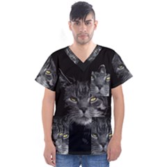 Domestic Cat Men s V-neck Scrub Top