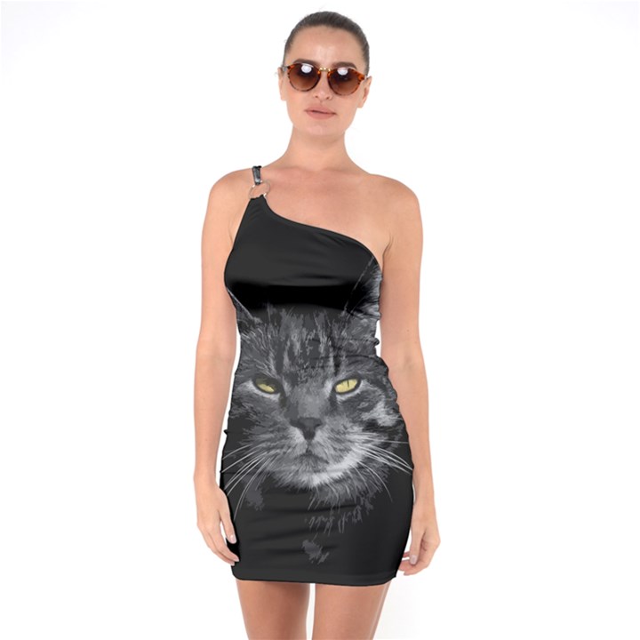 Domestic cat One Soulder Bodycon Dress