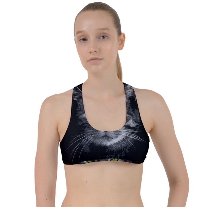 Domestic cat Criss Cross Racerback Sports Bra