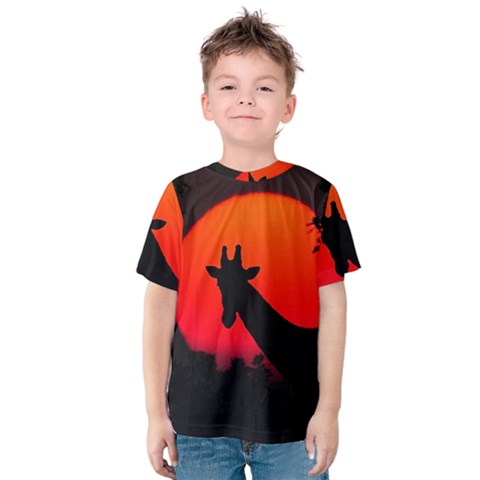 Giraffe  Kids  Cotton Tee by Valentinaart