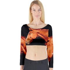 Horse Long Sleeve Crop Top by Valentinaart