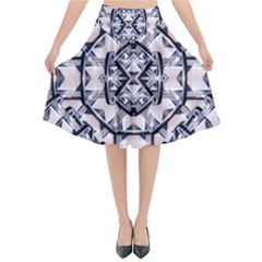 Futuristic Geometric Pattern  Flared Midi Skirt by dflcprintsclothing