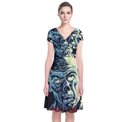 Zombie Short Sleeve Front Wrap Dress by Valentinaart