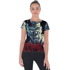 Zombie Short Sleeve Sports Top  by Valentinaart