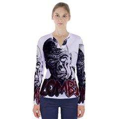 Zombie V-neck Long Sleeve Top by Valentinaart