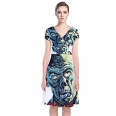 Zombie Short Sleeve Front Wrap Dress by Valentinaart