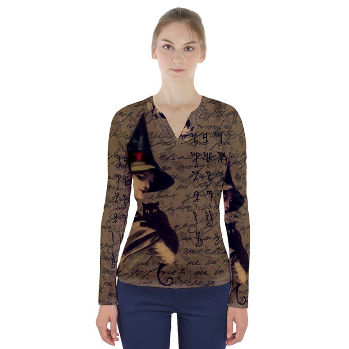 Witchcraft vintage V-Neck Long Sleeve Top