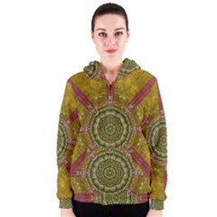 Mandala In Metal And Pearls Women s Zipper Hoodie