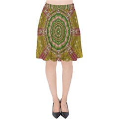 Mandala In Metal And Pearls Velvet High Waist Skirt by pepitasart