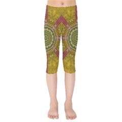 Mandala In Metal And Pearls Kids  Capri Leggings 