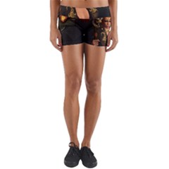 The Dark Side, Women With Skulls In The Night Yoga Shorts by FantasyWorld7