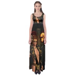 The Dark Side, Women With Skulls In The Night Empire Waist Maxi Dress by FantasyWorld7