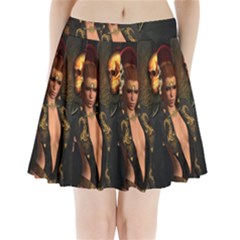 The Dark Side, Women With Skulls In The Night Pleated Mini Skirt by FantasyWorld7