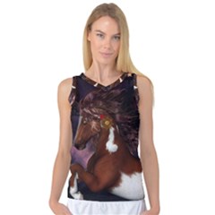 Steampunk Wonderful Wild Horse With Clocks And Gears Women s Basketball Tank Top