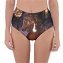 Steampunk Wonderful Wild Horse With Clocks And Gears Reversible High-Waist Bikini Bottoms View1