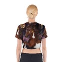 Steampunk Wonderful Wild Horse With Clocks And Gears Cotton Crop Top View2