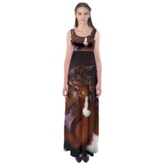 Steampunk Wonderful Wild Horse With Clocks And Gears Empire Waist Maxi Dress by FantasyWorld7