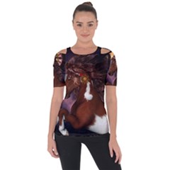 Steampunk Wonderful Wild Horse With Clocks And Gears Short Sleeve Top