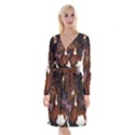 Steampunk Wonderful Wild Horse With Clocks And Gears Long Sleeve Velvet Front Wrap Dress View1