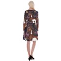 Steampunk Wonderful Wild Horse With Clocks And Gears Long Sleeve Velvet Front Wrap Dress View2