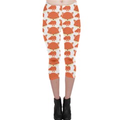 Cute Little Fox Pattern Capri Leggings  by paulaoliveiradesign