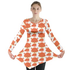 Cute Little Fox Pattern Long Sleeve Tunic  by paulaoliveiradesign