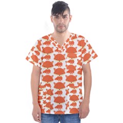 Cute Little Fox Pattern Men s V-neck Scrub Top