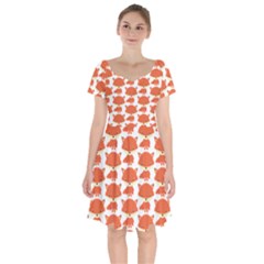 Cute Little Fox Pattern Short Sleeve Bardot Dress by paulaoliveiradesign