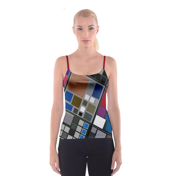 Abstract Composition Spaghetti Strap Top