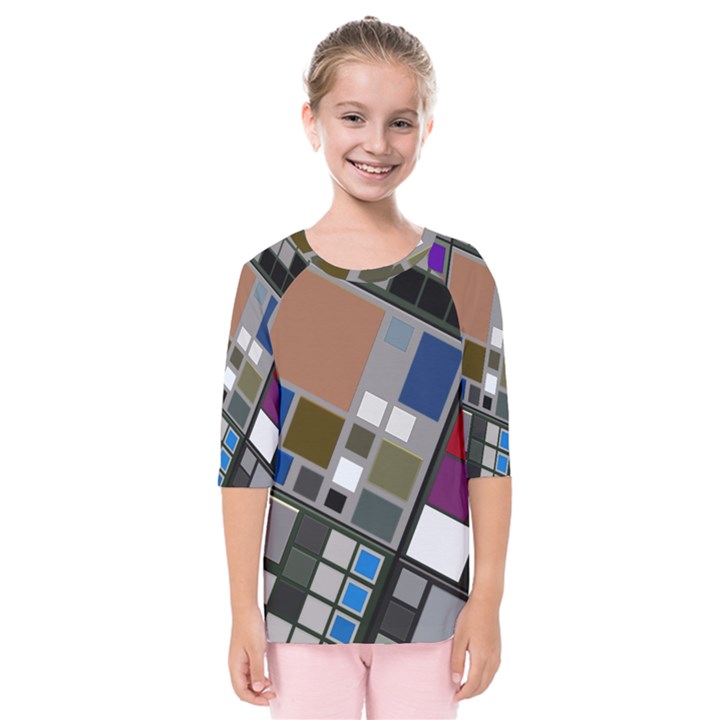 Abstract Composition Kids  Quarter Sleeve Raglan Tee