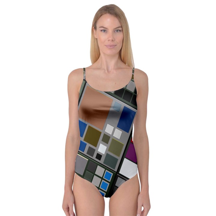 Abstract Composition Camisole Leotard 