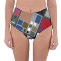 Abstract Composition Reversible High-Waist Bikini Bottoms View1