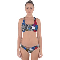 Abstract Composition Cross Back Hipster Bikini Set