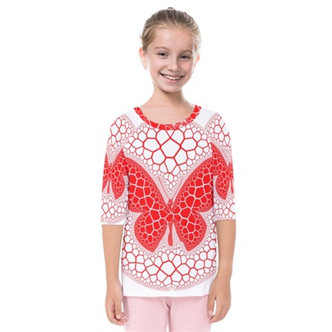 Butterfly Kids  Quarter Sleeve Raglan Tee by Nexatart