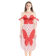 Butterfly Shoulder Tie Bardot Midi Dress