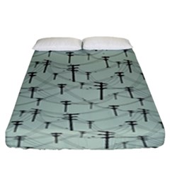 Telephone Lines Repeating Pattern Fitted Sheet (king Size) by Nexatart