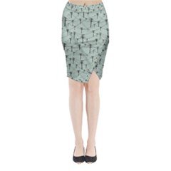 Telephone Lines Repeating Pattern Midi Wrap Pencil Skirt by Nexatart