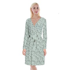 Telephone Lines Repeating Pattern Long Sleeve Velvet Front Wrap Dress by Nexatart