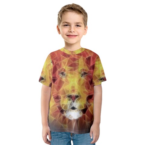 Fractal Lion Kids  Sport Mesh Tee by Nexatart