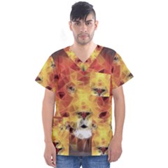 Fractal Lion Men s V-neck Scrub Top