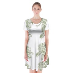 Trees Tile Horizonal Short Sleeve V-neck Flare Dress by Nexatart