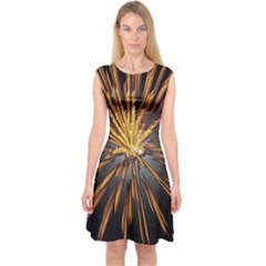 Pyrotechnics Thirty Eight Capsleeve Midi Dress by Nexatart