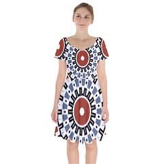 Mandala Art Ornament Pattern Short Sleeve Bardot Dress