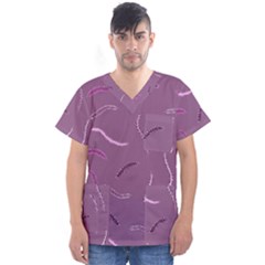 Plumelet Pen Ethnic Elegant Hippie Men s V-neck Scrub Top