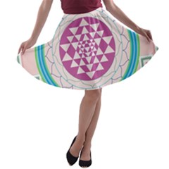 Mandala Design Arts Indian A-line Skater Skirt by Nexatart