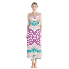 Mandala Design Arts Indian Button Up Chiffon Maxi Dress