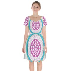 Mandala Design Arts Indian Short Sleeve Bardot Dress