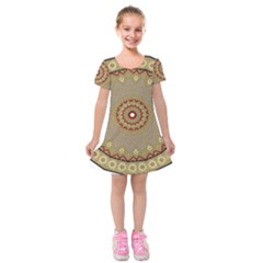 Mandala Art Ornament Pattern Kids  Short Sleeve Velvet Dress by Nexatart