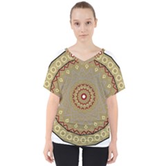 Mandala Art Ornament Pattern V-neck Dolman Drape Top